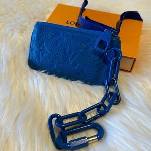 LOUIS VUITTON Monogram Pochette Cles Coin Purs Leather Blue